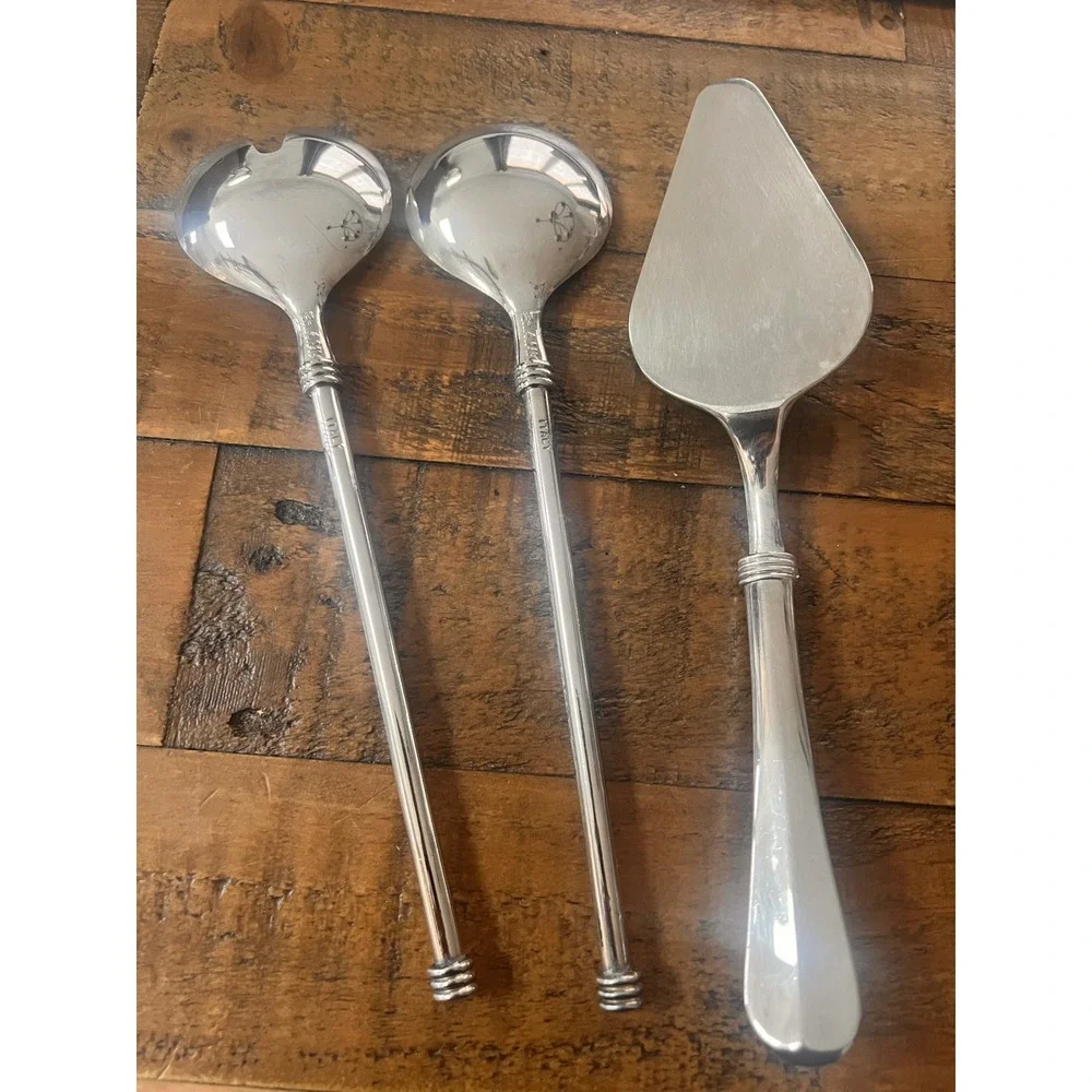 Vintage Italian Silverplate 3-Pc MCM Salad Servers & Cake Spatula ZN.4.MK Italy